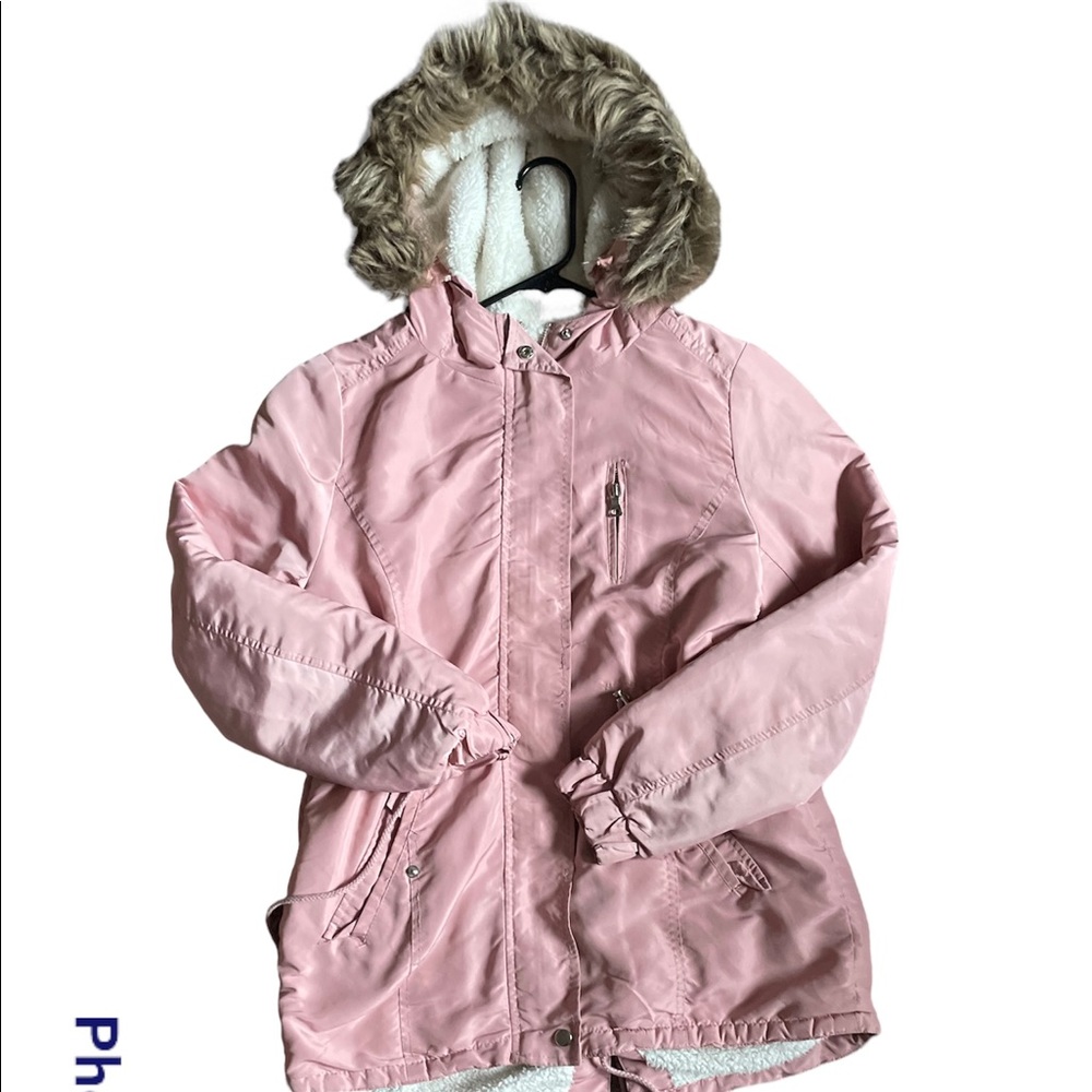pink winter coat